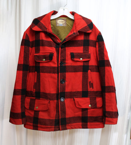 Men's Vintage 1960's - H.W. Carter's - Red & Black Plaid Wool Mackinaw/ Hunting Jacket - See Measurements 21