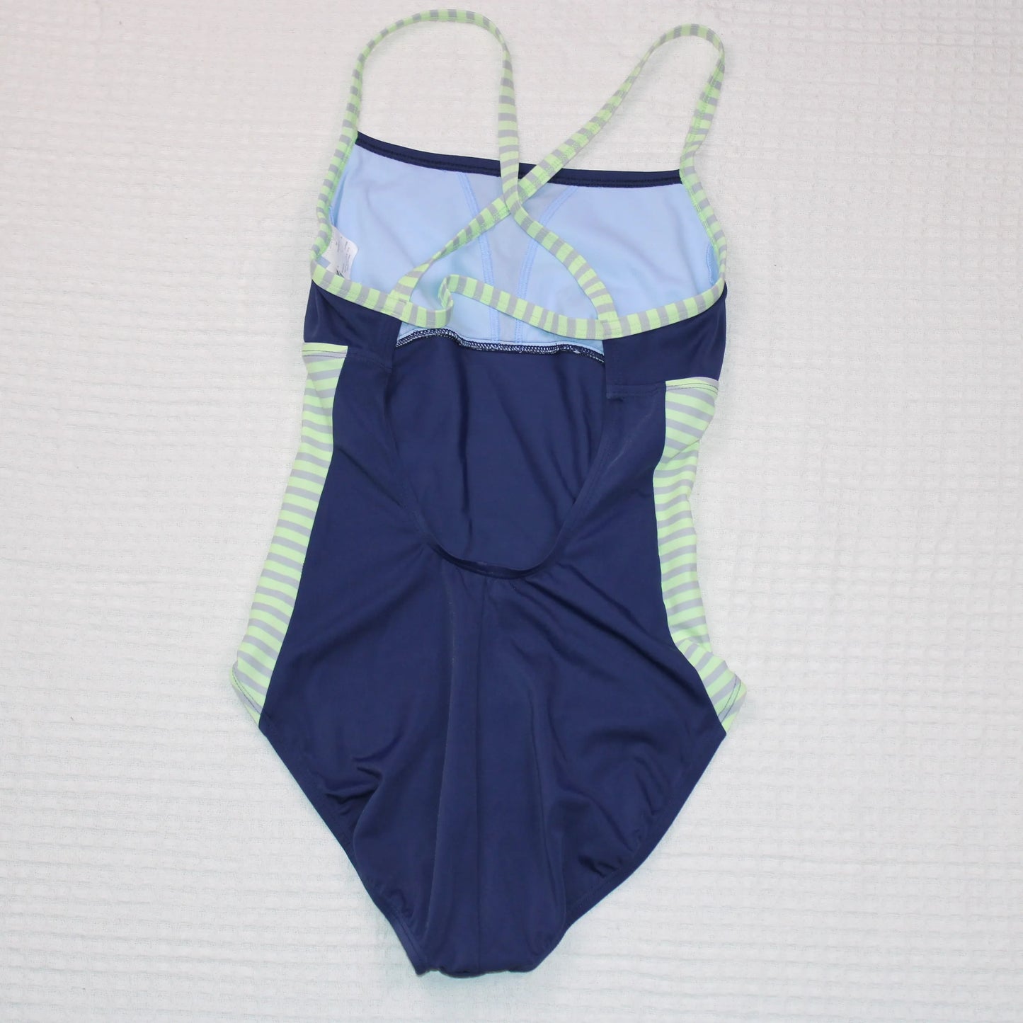 Nike - Navy/ (Green Stripe) Crossback One Piece Swimsuit - Size M