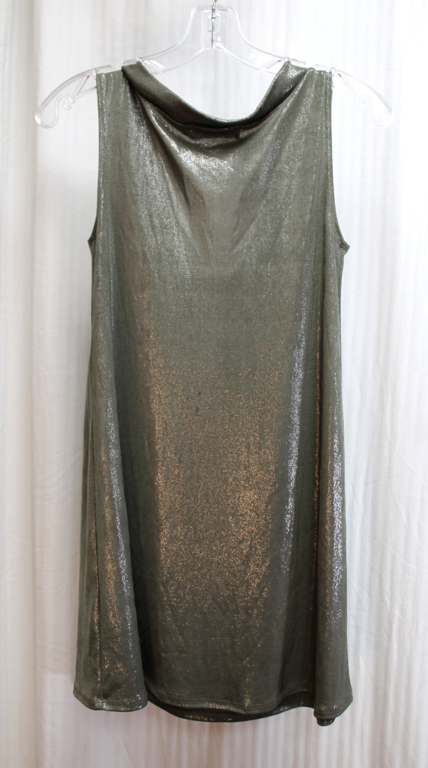Vintage - Fighting Eel (Hawaii) - Sleeveless Scoop Neck Silver Metallic Dark Gray Mini Dress - Size M