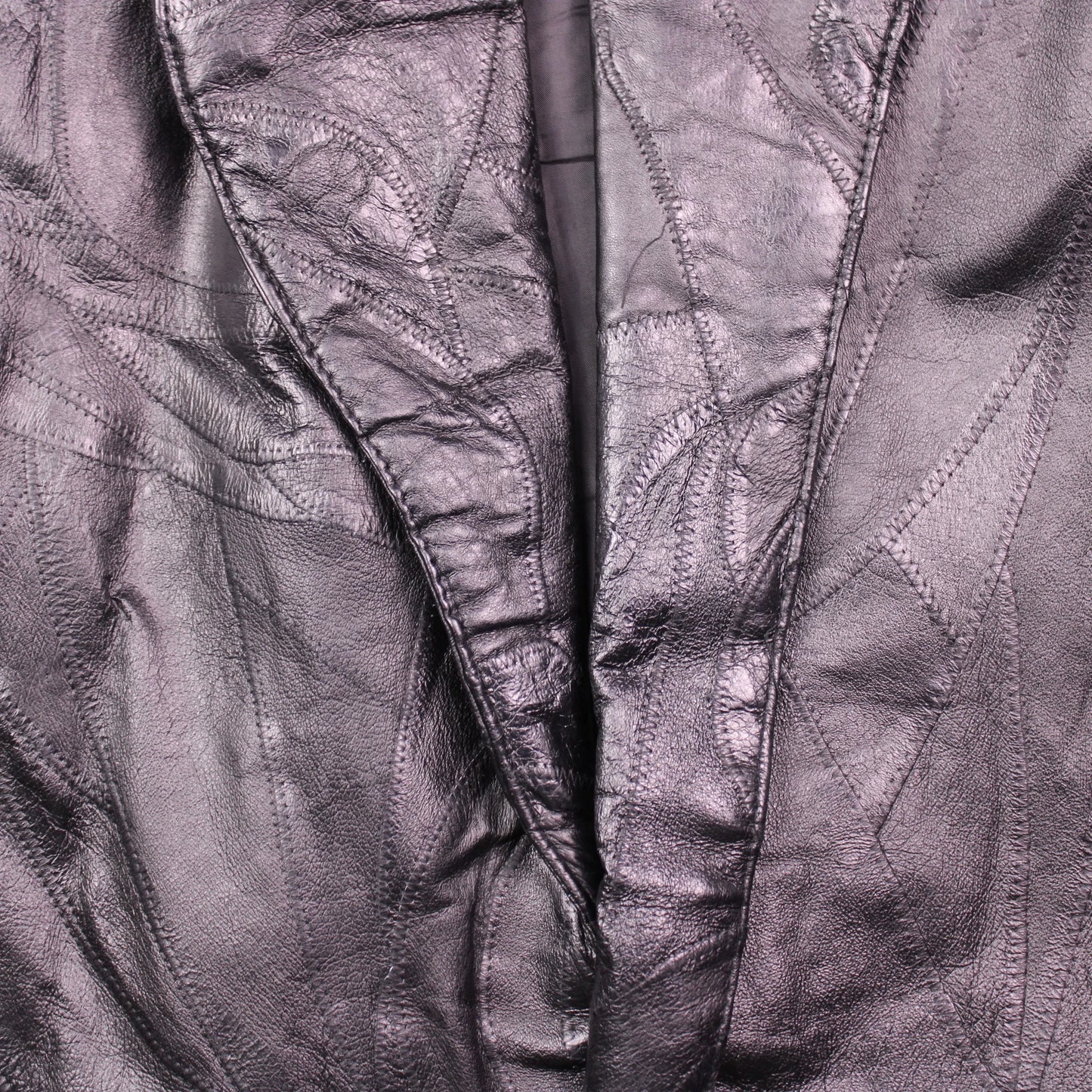 Italian Stone Design - Vintage - Black Patchwork Leather Jacket - Size XXL