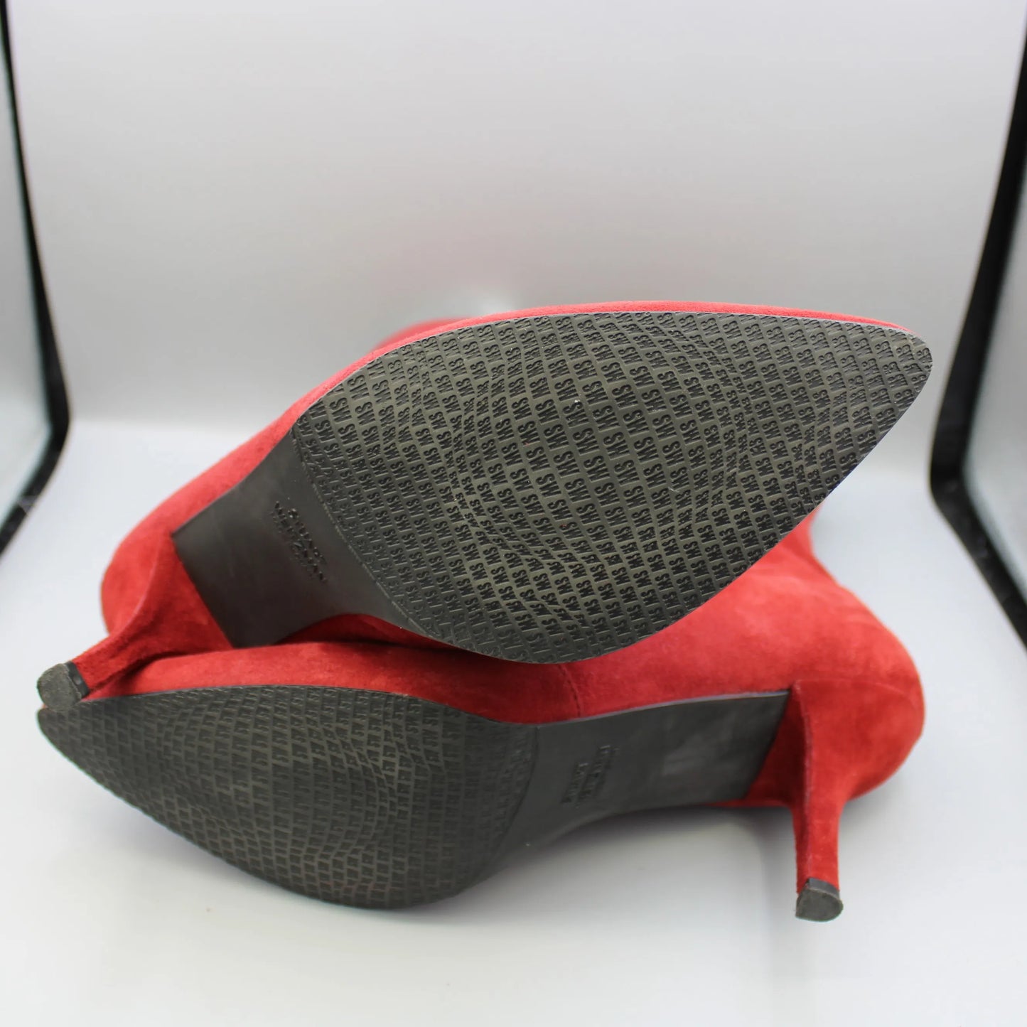 Stuart Weitzman - Red Suede Cling Sock Boots - Size 8M