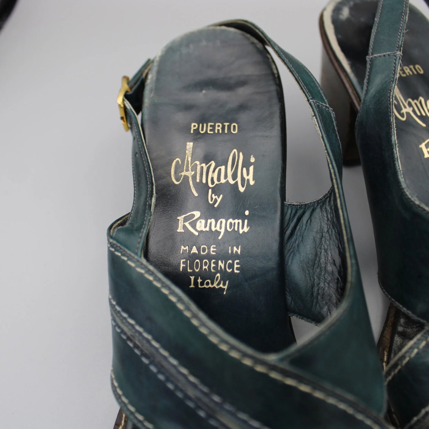 Amalfi by Rangoni - Vintage - Dark Green Puerto Sandals - No Size Mark