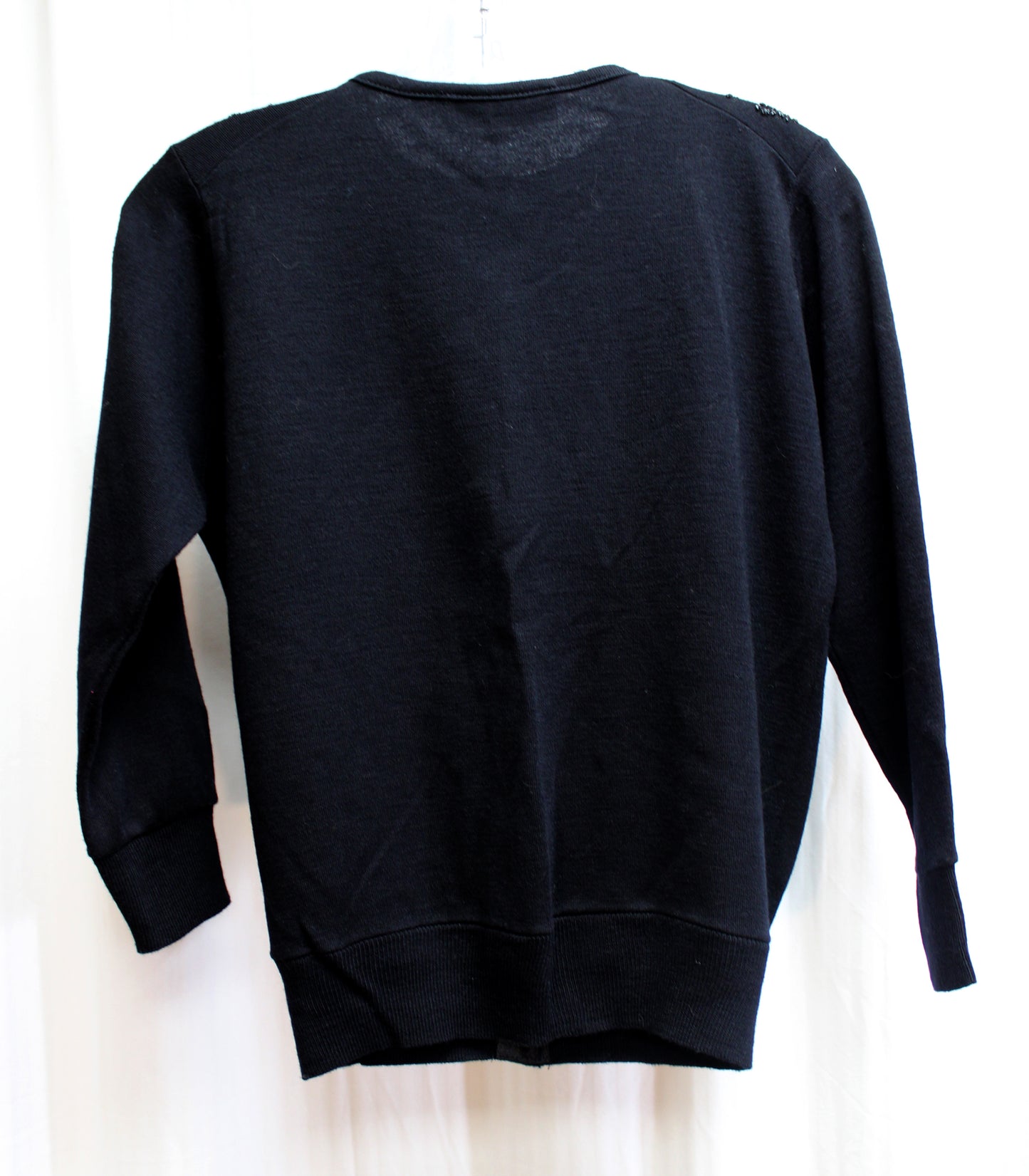 Vintage - Kitty Hawk - Black 3/4th Sleeve Crystal Encrusted w/ Pearl Accents Cardigan Sweater - Size S
