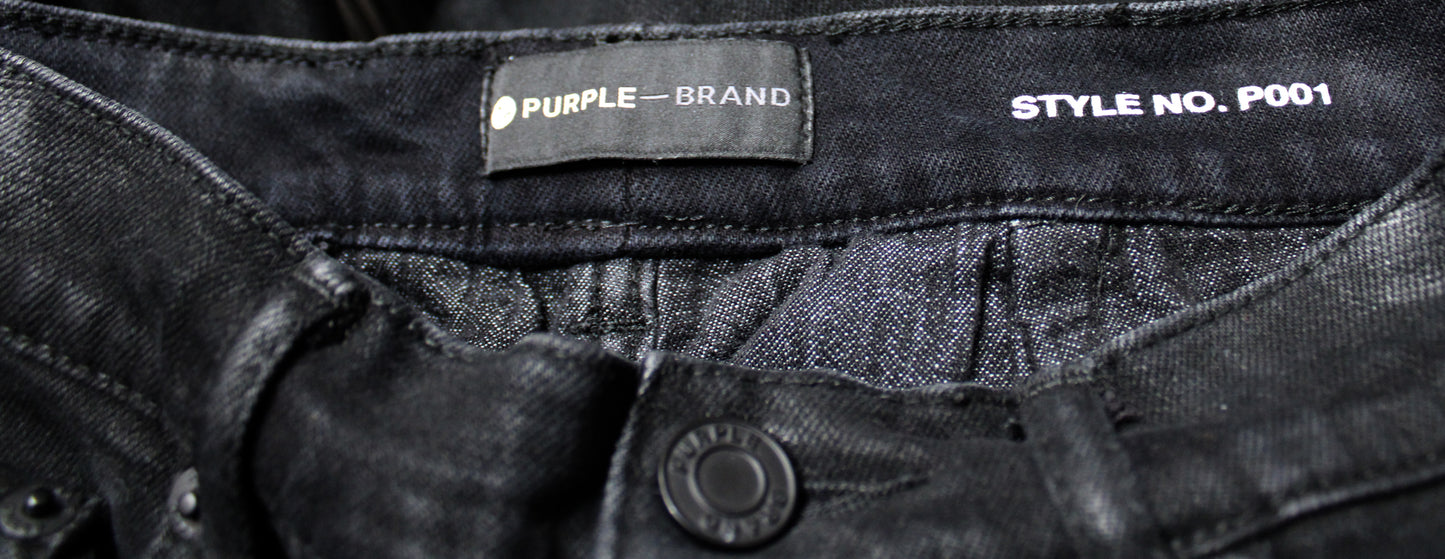 Purple Brand - Black Coated, Button Fly Skinny Jeans - Size 6