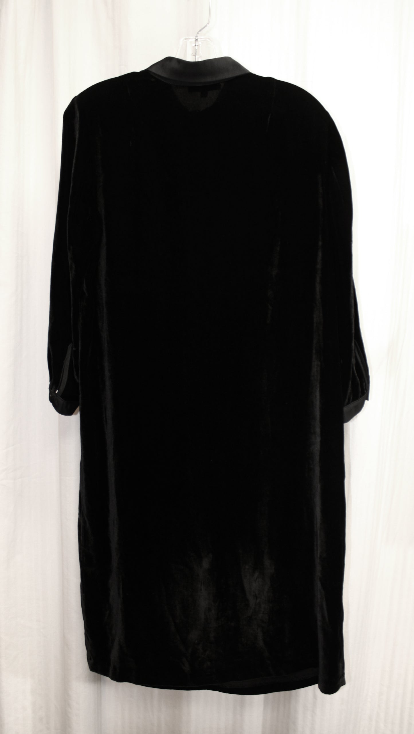 Emerson Fry - Black Velvet Collared, 3/4th Sleeve, Half Button Placket Shirt Dress - Size 6