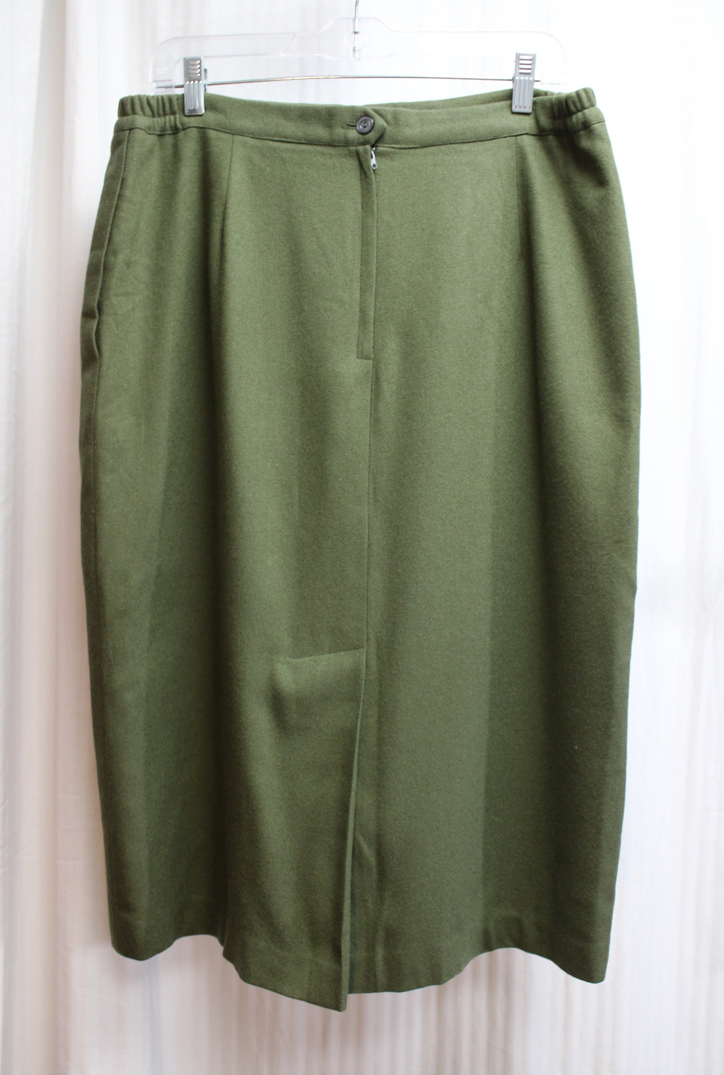 Vintage - Green Wool Pencil Skirt - Size 14