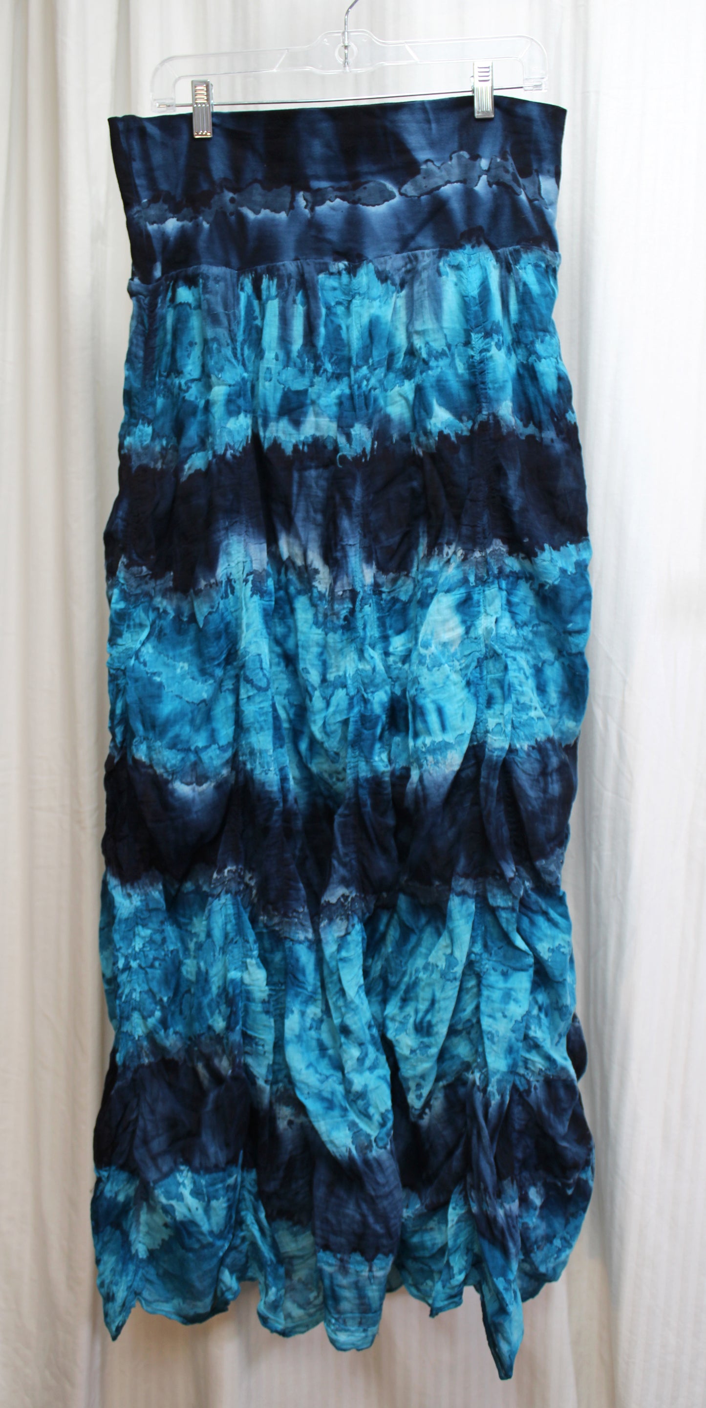 Solitaire - Blue Tie Dye Semi Sheer Flowy Skirt - Size M