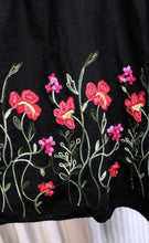 Load image into Gallery viewer, Caleooa - Black Embroidered Floral Peasant Top - Size L
