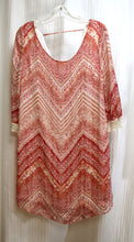 Load image into Gallery viewer, Danillo Boutique - Red &amp; White 3/4th Sleeve Paisley Silky Sheath Dress w/ Embroidered Lace Cuff  - Size 6