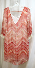 Load image into Gallery viewer, Danillo Boutique - Red &amp; White 3/4th Sleeve Paisley Silky Sheath Dress w/ Embroidered Lace Cuff  - Size 6