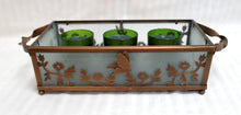 Load image into Gallery viewer, Partylite - Copper &amp; Frosted Glass Botanical w/ Dragonfly &amp; butterfly Votice Canlde holder w/ Candles