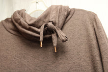 Load image into Gallery viewer, AnyBody - Heathered Taupe Brown - Drawstring Cowl Neck Long Sleeve Tiered Tunic Top - Size M