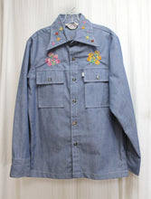 Load image into Gallery viewer, Men&#39;s Vintage 70&#39;s- Levi&#39;s Panatela Sportswear - Sunset &amp; Floral Front and Back Emboirded Button Up Shirt - Size M (See Measurements)