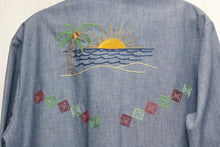 Load image into Gallery viewer, Men&#39;s Vintage 70&#39;s- Levi&#39;s Panatela Sportswear - Sunset &amp; Floral Front and Back Emboirded Button Up Shirt - Size M (See Measurements)