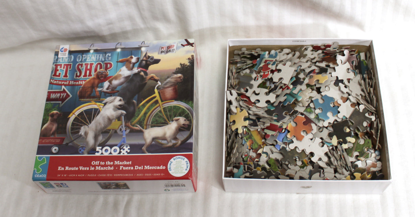 Ceaco - "Off to the Market" Cute Dog 24"x18" 1000PC Puzzle