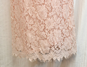 Vintage - Pink Sheer Eyelash Lace Over Detachable Spaghetti Strap Satin Slip Dress- See Measurements - 29.5" Waist Area