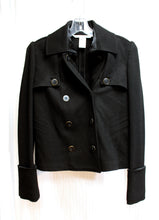 Load image into Gallery viewer, Diane Von Furstenberg - Black Wool w/ Silk Lining Unique Knit Pea Coat Cut Double Breasted Jacket - Size 6