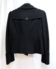 Load image into Gallery viewer, Diane Von Furstenberg - Black Wool w/ Silk Lining Unique Knit Pea Coat Cut Double Breasted Jacket - Size 6