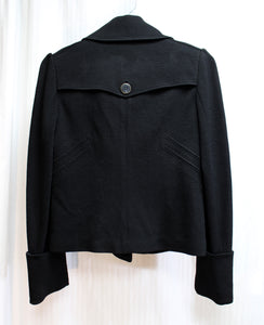 Diane Von Furstenberg - Black Wool w/ Silk Lining Unique Knit Pea Coat Cut Double Breasted Jacket - Size 6