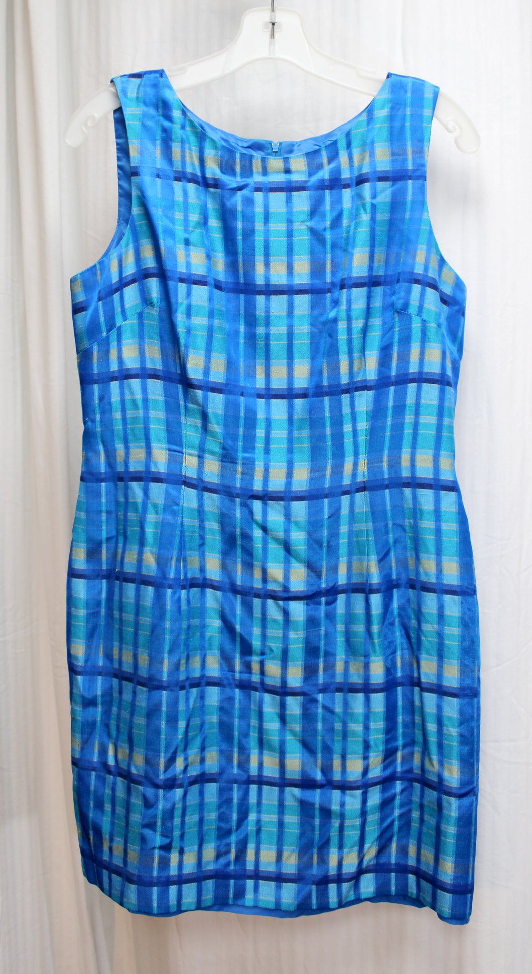 John Roberts - Blue Plaid Sleeveless Short Dress - Size 10
