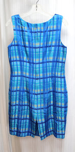 John Roberts - Blue Plaid Sleeveless Short Dress - Size 10