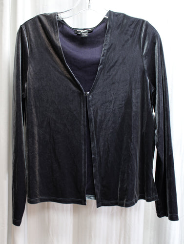 Vintage - Saint Tropez West - Gray Velvet Cardigan - Size 6