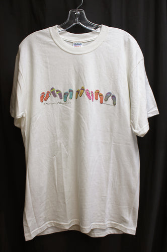 Vintage 2002 - Maui, Hawaii- Puffy Graphic Flip Flops, White T-Shirt - Size L