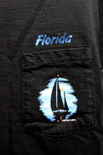 Load image into Gallery viewer, Vintage, Single Stitch - Black Florida Sailboats - 2 Sided Pocket T-Shirt - Size M