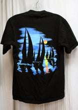 Load image into Gallery viewer, Vintage, Single Stitch - Black Florida Sailboats - 2 Sided Pocket T-Shirt - Size M