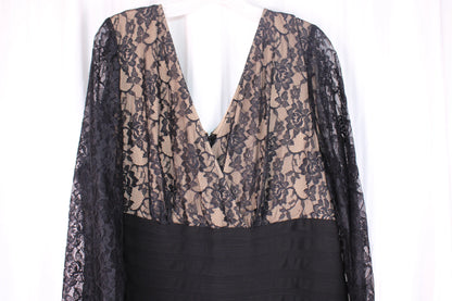 Adrianna Papell - Black Lace Bodice Sheath Dress - Size 22