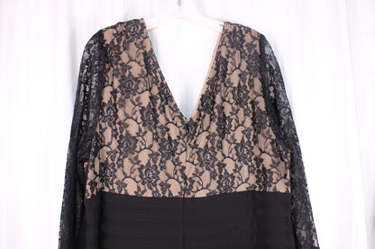 Adrianna Papell - Black Lace Bodice Sheath Dress - Size 22