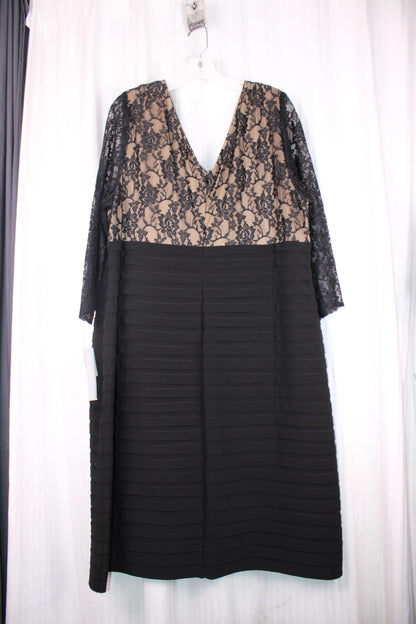 Adrianna Papell - Black Lace Bodice Sheath Dress - Size 22