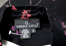 Load image into Gallery viewer, Carole Little - Black Semi Sheer Floral Button Front w/ Pockets Blouse - Size 4