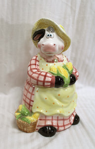 Country Garden Cow, Ceramic Cookie Jar - 12"H (No auto ship - see note on shipping)