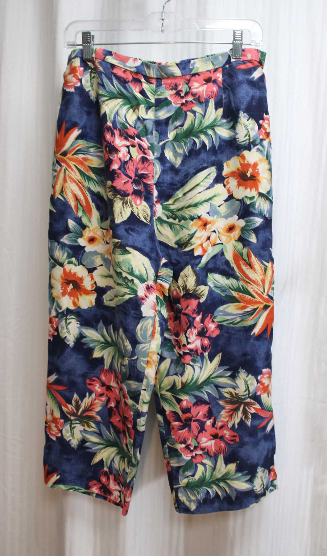 Vintage - Pussers West Indies - 100% Silk Tropical Print Cropped Pants - Size L