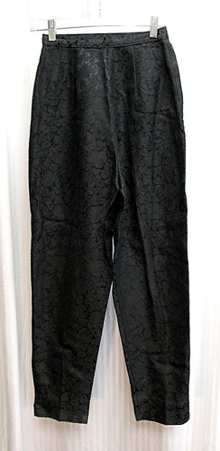 Vintage - Fritzi of California - Black Leaf/Floral Jacquard  Pants - See Measurements 22