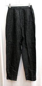 Vintage - Fritzi of California - Black Leaf/Floral Jacquard  Pants - See Measurements 22" Waist
