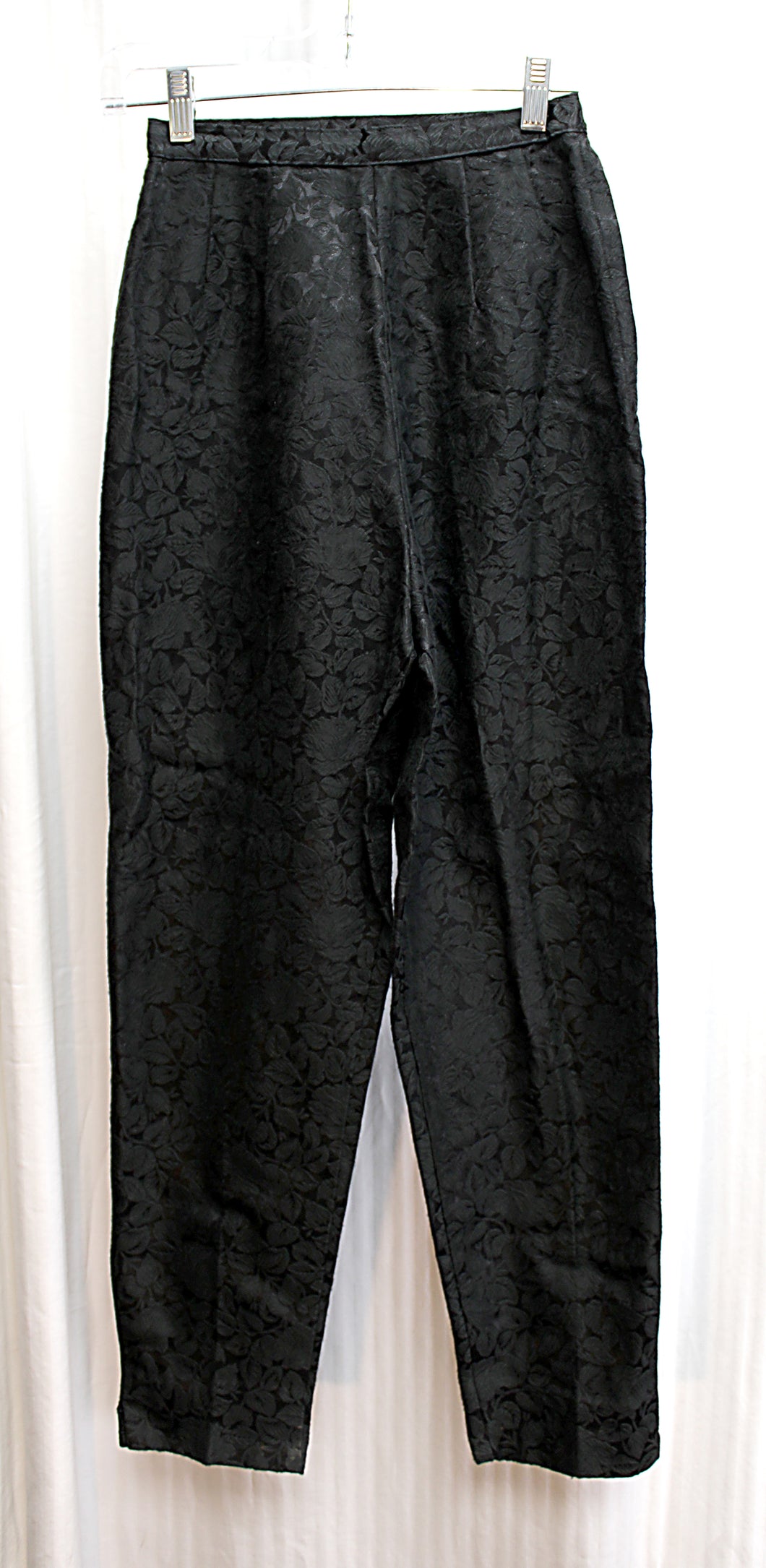 Vintage - Fritzi of California - Black Leaf/Floral Jacquard  Pants - See Measurements 22