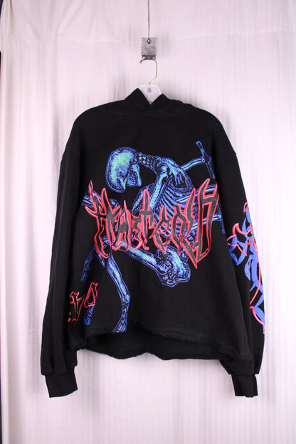 Heart Cold - Skull crusher, “𝕾𝖐𝖚𝖑𝖑 𝖈𝖗𝖚𝖘𝖍𝖊𝖗”, Black Hoodie - Size XXL