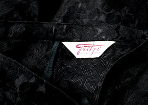 Vintage - Fritzi of California - Black Leaf/Floral Jacquard  Pants - See Measurements 22" Waist