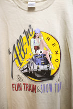 Load image into Gallery viewer, Vintage - All in Reno, Fun Train, Snow Train, Tan T-Shirt- Size XL