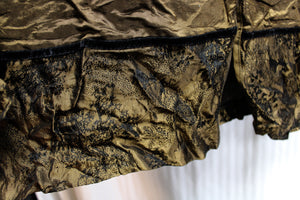 Vintage - Nina Piccalino - Black Velvet & Metallic Brown/Bronze Silk Asian Accents Fabric w/ Faux Decorative Buttons Tunic - Size 8