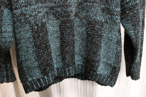 Montana Hamburg - Blue & Dark Gray, Mohair Blend Funnel Neck Sweater - Size 48 (L) See Measurements
