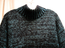 Load image into Gallery viewer, Montana Hamburg - Blue &amp; Dark Gray, Mohair Blend Funnel Neck Sweater - Size 48 (L) See Measurements