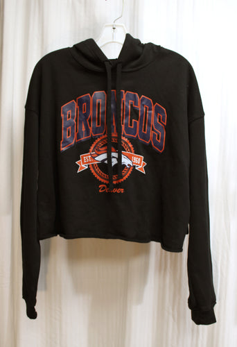 Women's- Wear by Erin Andrews, NFL Apparel- Denver Broncos, Cropped Hooded Pullover Sweatshirt/Hoodie _ Size L (w/ Tags)
