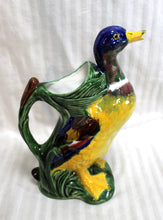 Load image into Gallery viewer, Vintage -  F. Mendez Caldas (Portugal) Glazed Ceramic Mallard Duck w/ Cat Tail Pitcher 10.5&quot;h