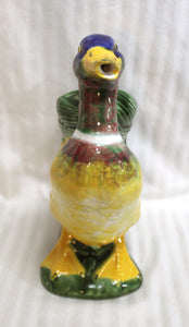 Vintage -  F. Mendez Caldas (Portugal) Glazed Ceramic Mallard Duck w/ Cat Tail Pitcher 10.5"h