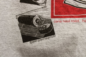 Vintage 2001 - Grant Kagimoto, Can Haul Road Hawai'i, 2 Sided "Go Home, Cook Rice" Gray Heathered T-Shirt - Size M