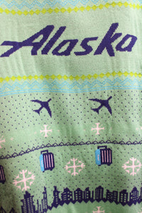 Alaska Airlines  - Winter Pattern Planes & Luggage Pullover Sweater - Size 2XL