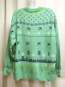 Alaska Airlines  - Winter Pattern Planes & Luggage Pullover Sweater - Size 2XL